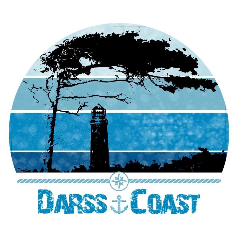 Côte Darss avec coupe-vent et phare