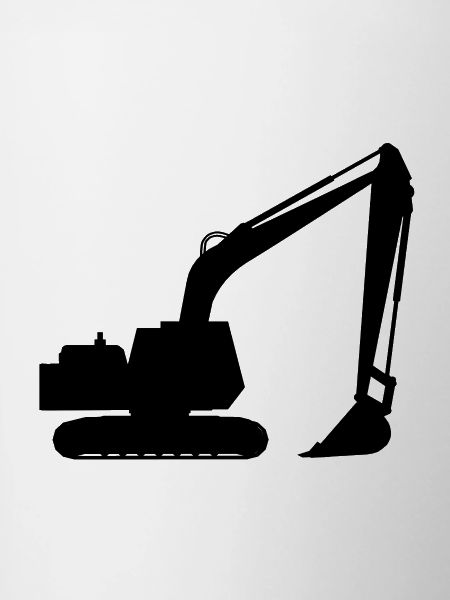 Silhouette with a shovel, backhoe