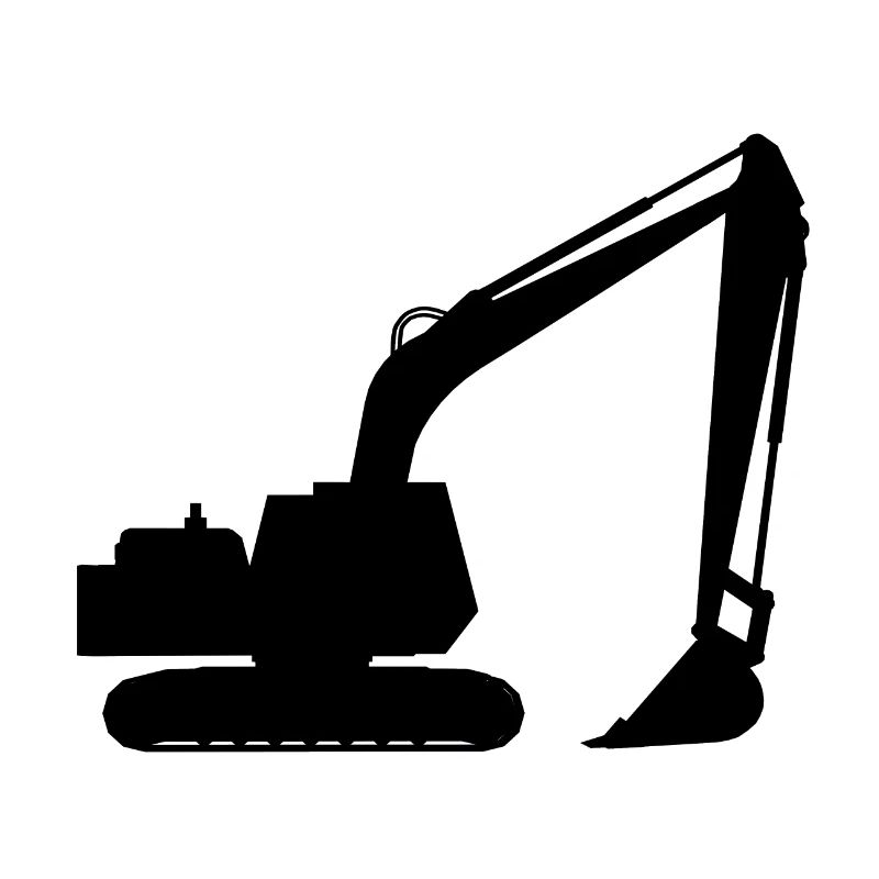 Silhouette with a shovel, backhoe