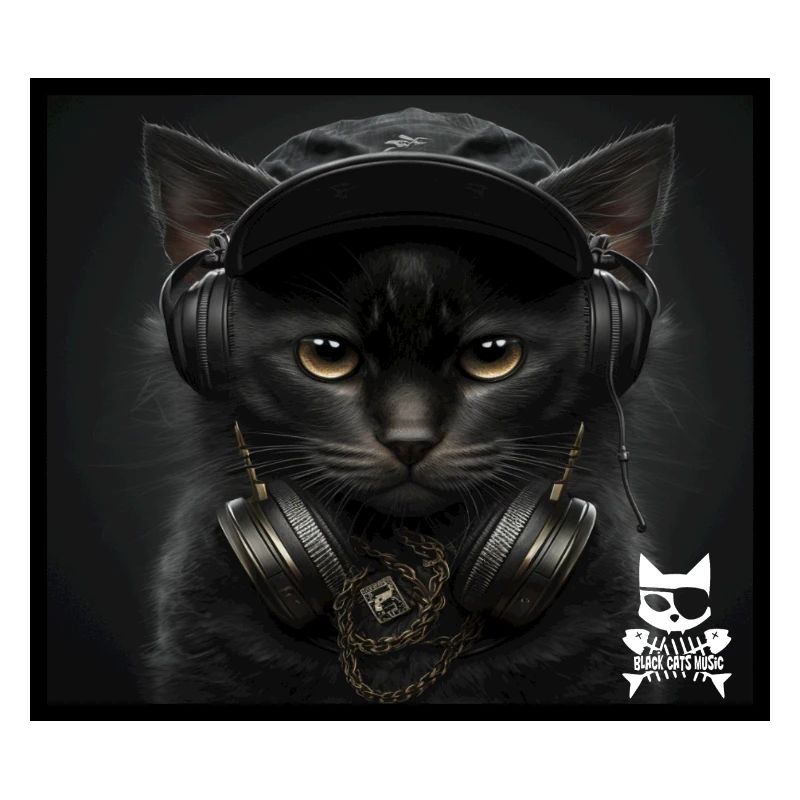 Katzen DJ mit Kopfhörern
