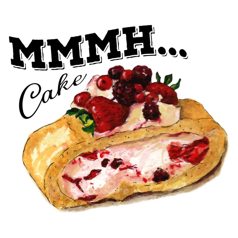 Mmmh Cake Cake Vintage Aquarelle Fraise Roller Shutter