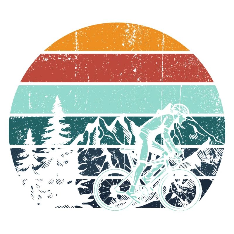 Retro Mountain Rider Sunset