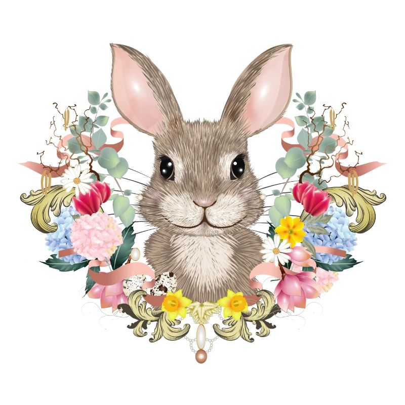 Couronne de printemps avec lapin comme lapin de Pâques