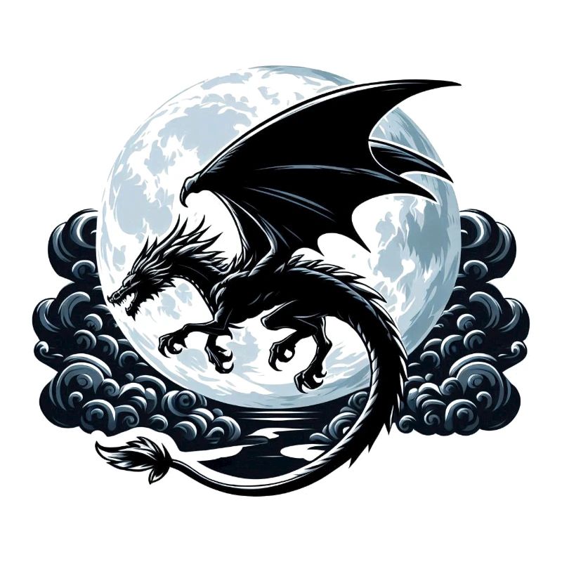 Mystical Dragon Silhouette