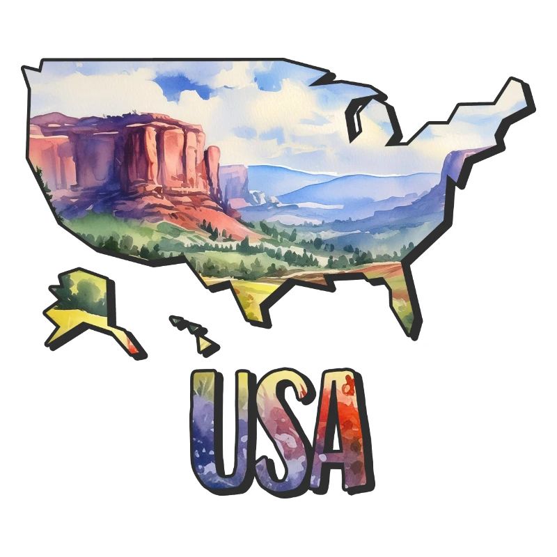 Watercolor Map USA