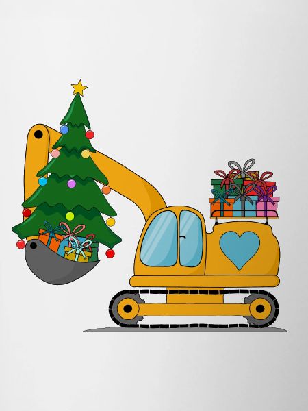 Excavator Christmas yellow