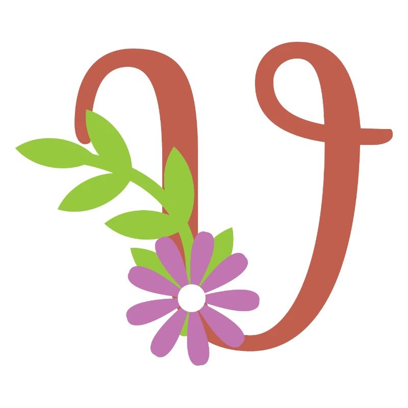 Eleganter Buchstabe 'V' mit Blumen