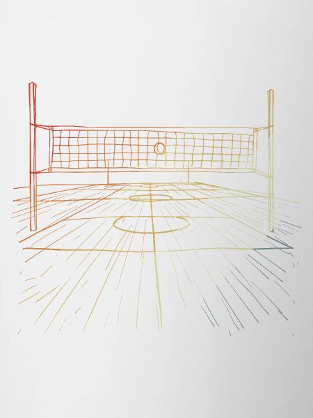 Terrain de volley-ball rétro