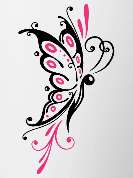 Papillon filigrané, ailes, tatouage tribal