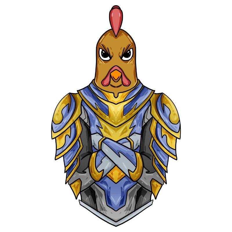 Knight Chicken avec Armor Crusader