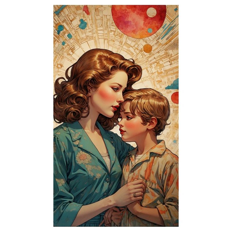 Mutter Kind - Retro 50er Jahre - Illustration