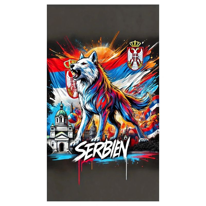 Conception du drapeau national du loup de Serbie