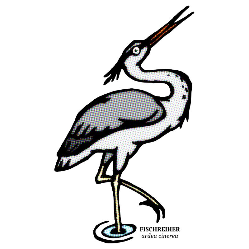 Heron Ardea cinerea retro illustration