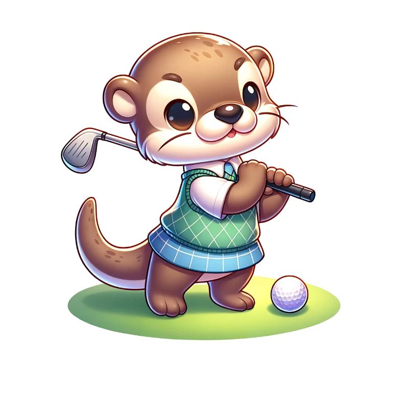 Cute Otter Golfer Golfing Fun