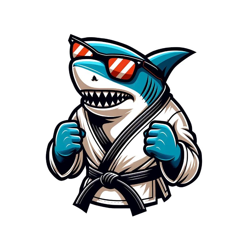 Karaté requin avec lunettes de soleil en gi