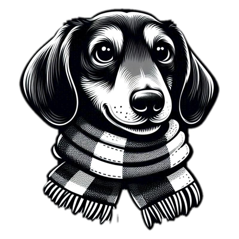 Teckel avec écharpe