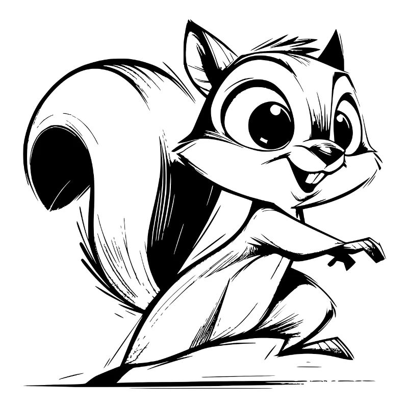 Little Cute Squirrel Pencil Drawing