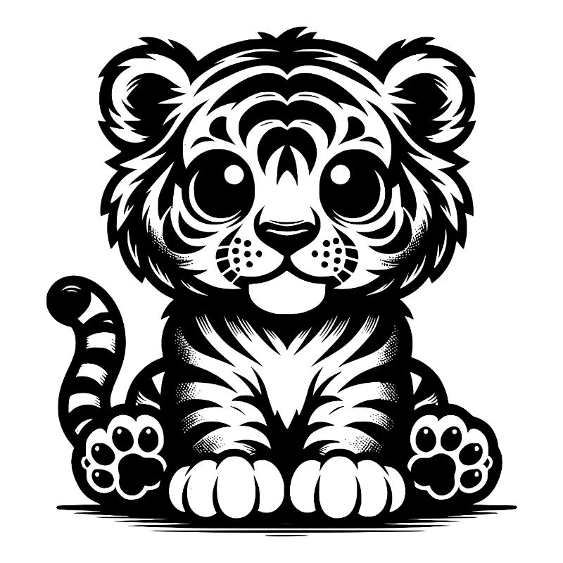Cute Little Kids Tiger with Stripe Pattern