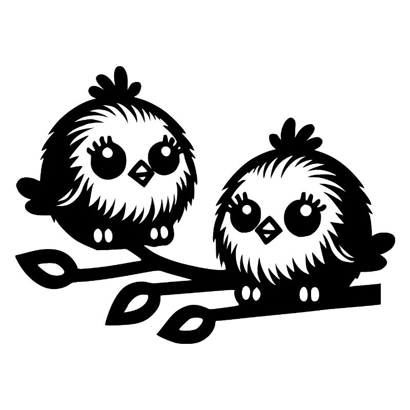 Deux petits oiseaux mignons dans le style dessin animé