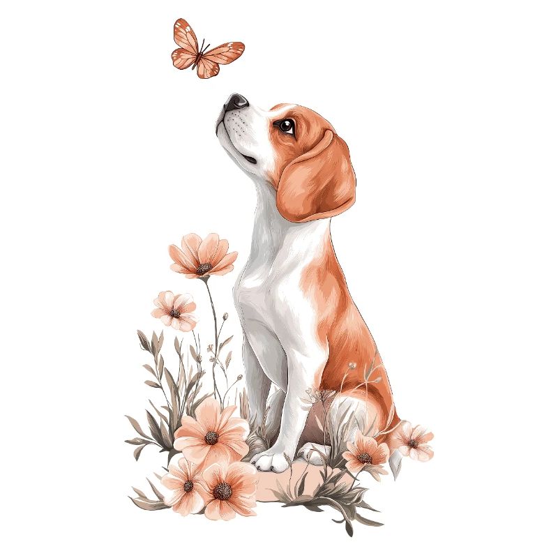 Beagle et papillon
