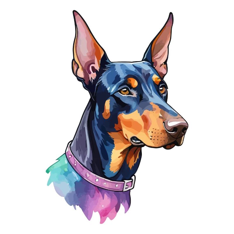 Dobermann Wasserfarben