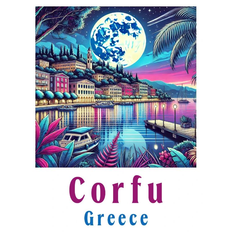 Corfu Greece moonlight design