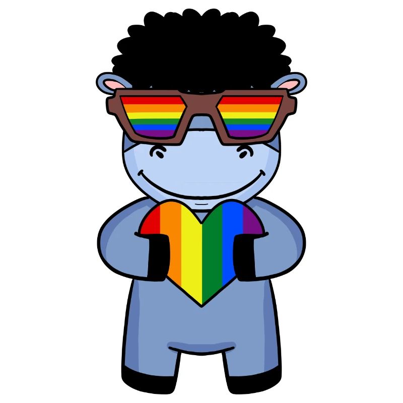 Regenbogen - Esel mit Brille und Herz