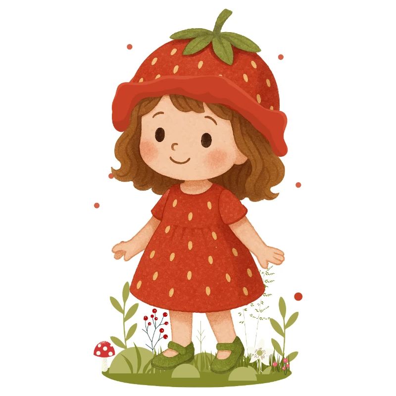 Süßes Erdbeer-Mädchen Illustration