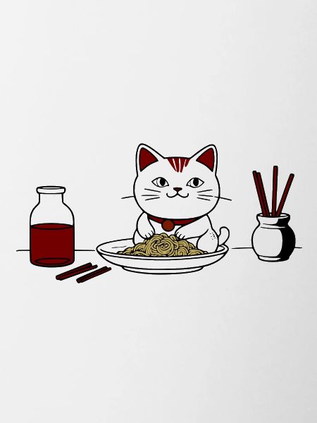 Cat and ramen