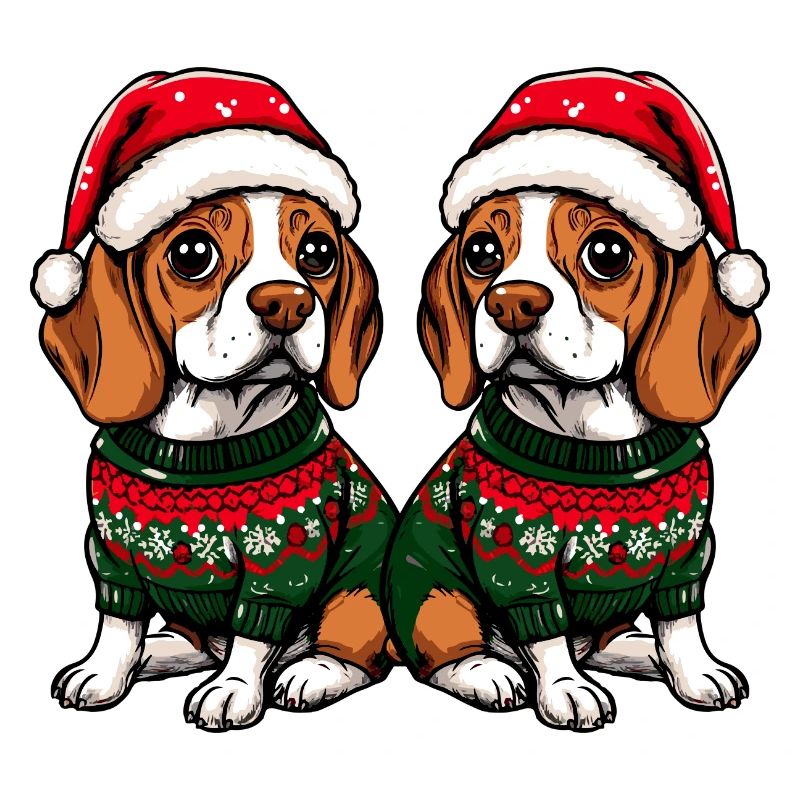 Équipe de Noël du chien Beagle