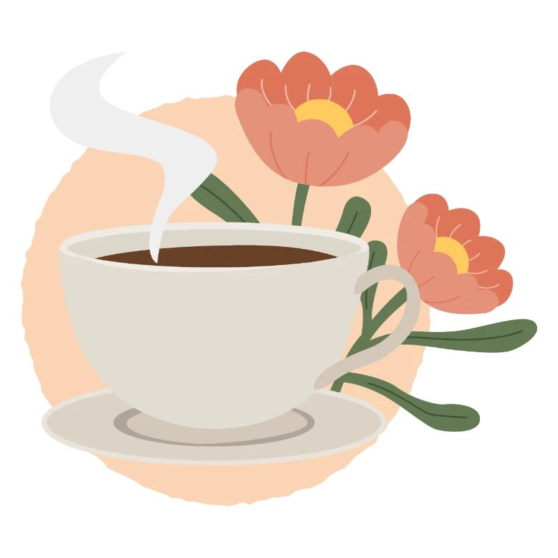 Kaffee & Blumen: Ein Moment der Ruhe orange