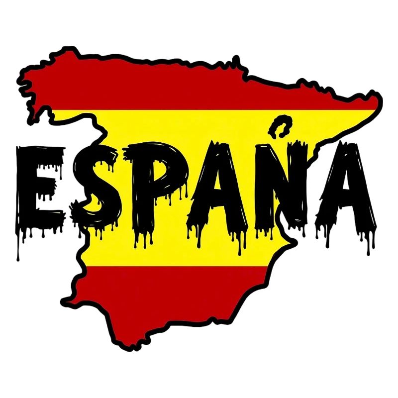 España Map with Dripping Text Design