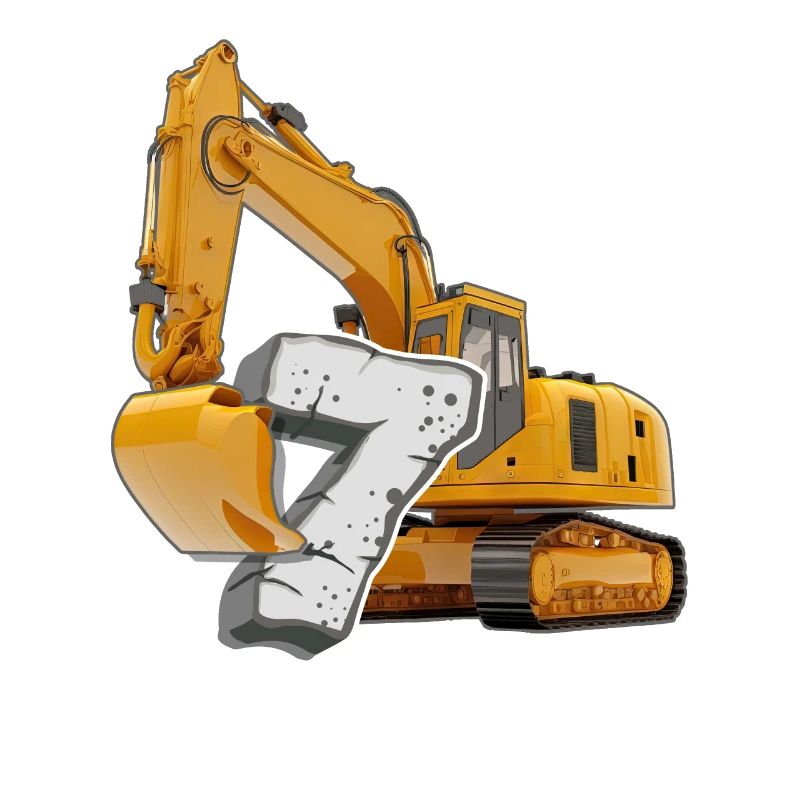 I am 7 excavators 7th birthday 7 year construction worker