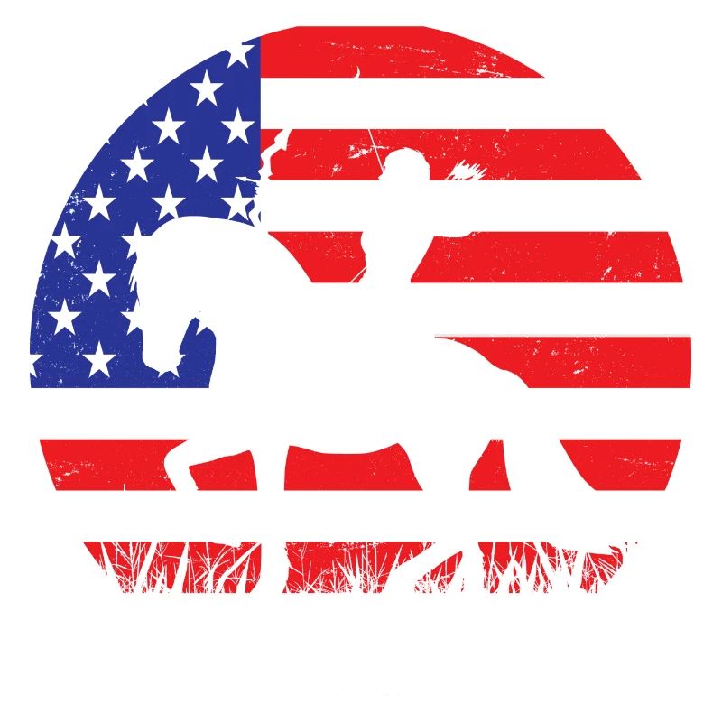 american archer Reiter mit Bogen vor Flagge