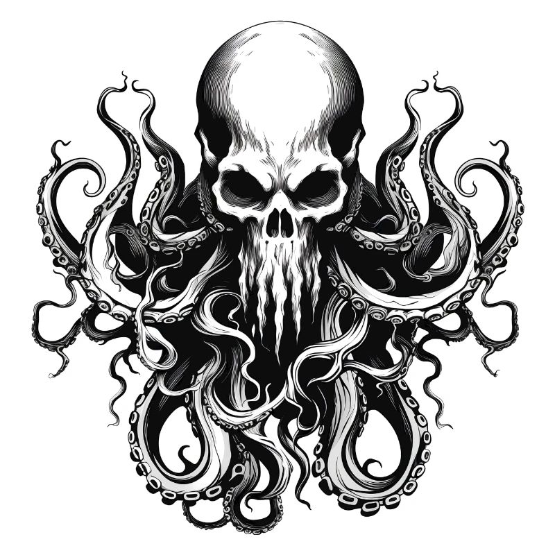 Human skull with tentacles 04