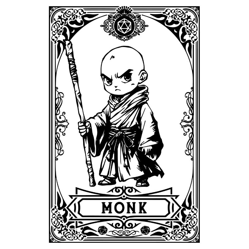 Mönch RPG Tarot Karte Chibi
