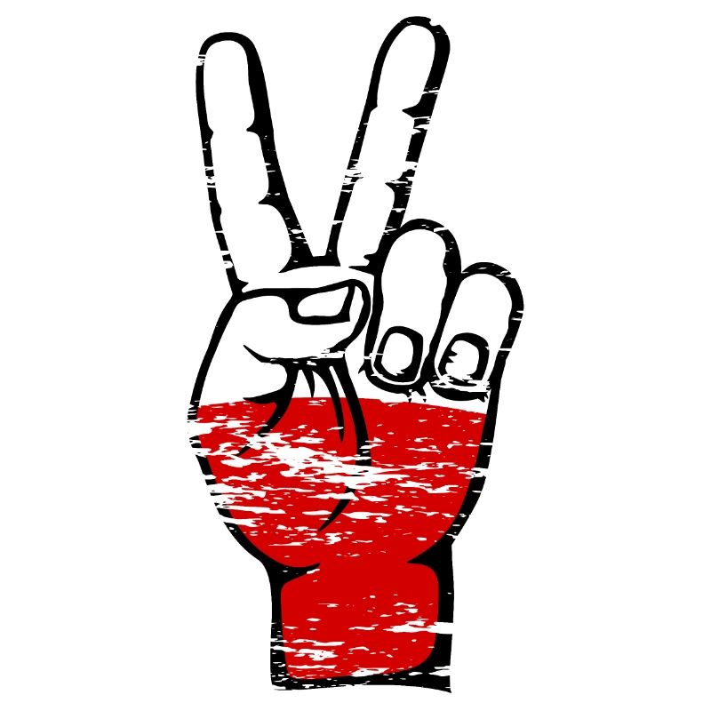 Symbole de victoire de la paix du drapeau de la Pologne utilisé