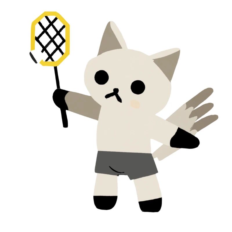 un chat excité joue au badminton