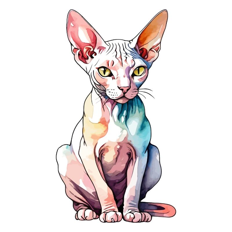 Sphynx Cat Watercolors
