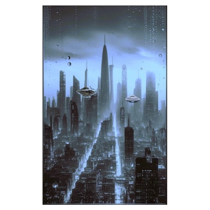 Futuristische Stadtlandschaft bei Nacht