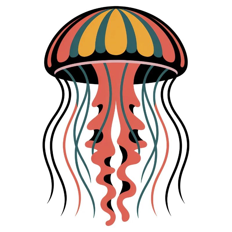 Graphique rétro coloré de méduse