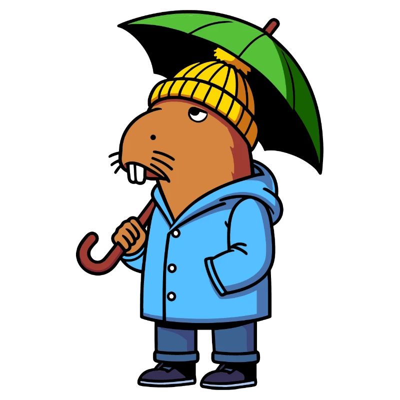 Comic Capybara Rain Jacket Hat Umbrella Weather
