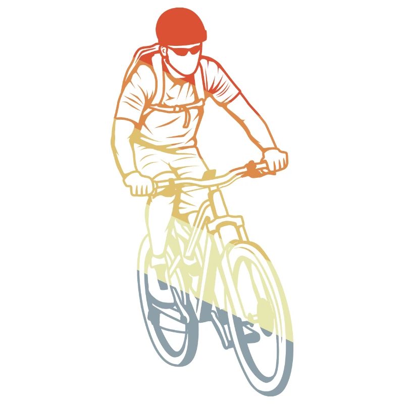 Vintage Mountain Biker Drawing