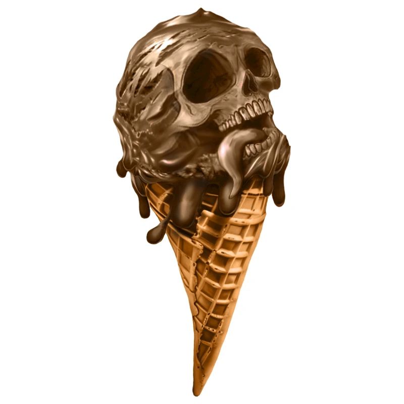 Glace molle avec crâne éthéré