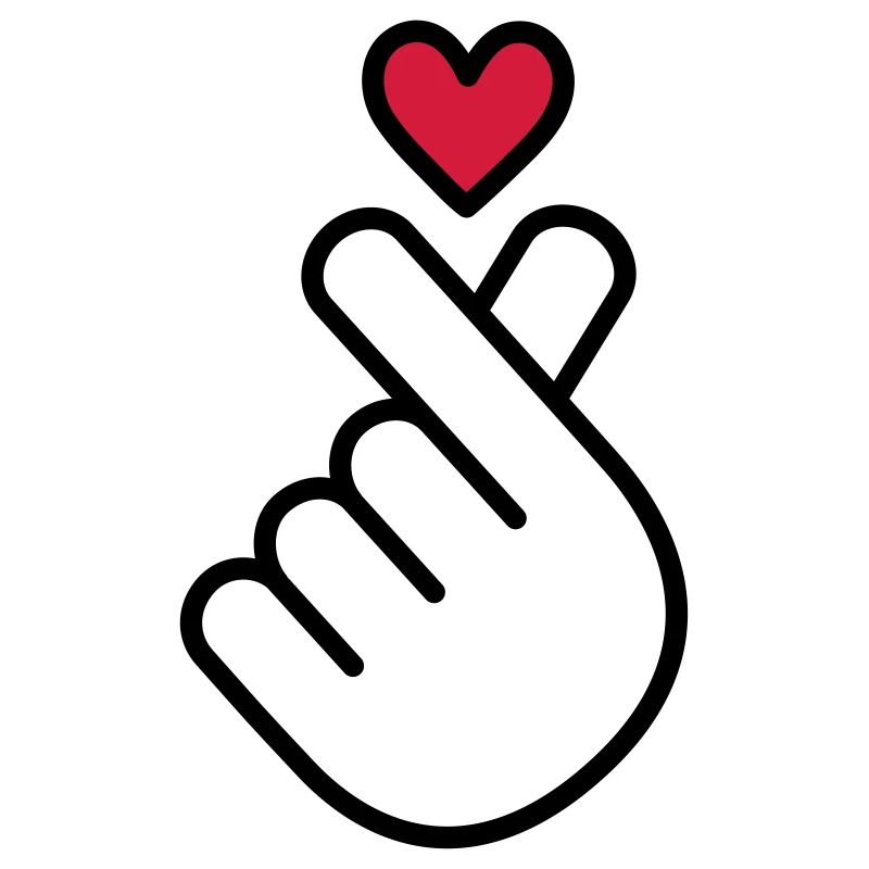 Coeur K-pop, symbole de la musique pop Corée K, doigt, main