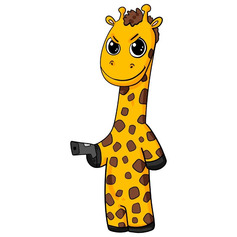 Giraffe with pistol