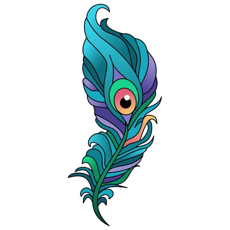 Plume de paon colorée