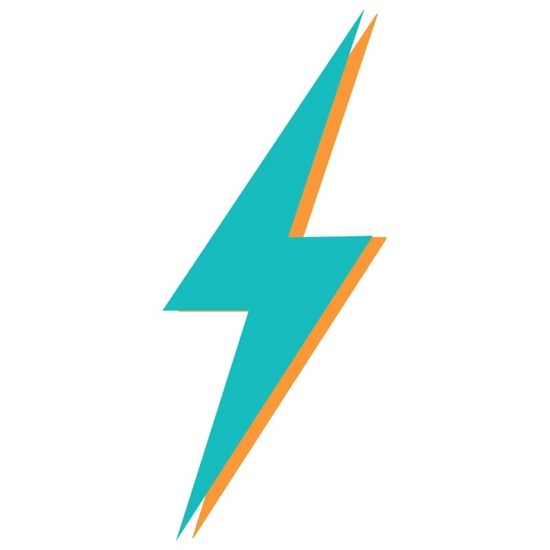 Blauer und orangefarbener Blitz