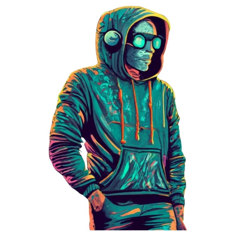 Hoodie Man mit Brille
