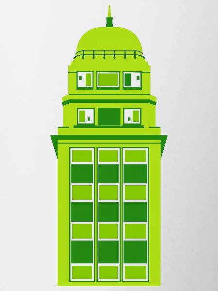 Retro Green Tower Clock